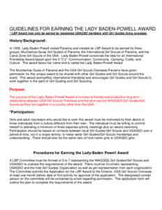 Guidelines For Earning The Lady Baden-Powell Award