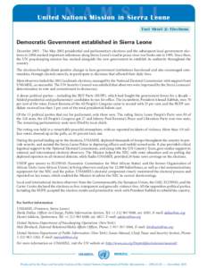 U N A M S I L  United Nations Mission in Sierra Leone Fact Sheet 2: Elections
