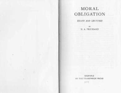 M O RA L OBLIGATION ESSATSAND LECTURES BY  H. A. PR IC H AR D