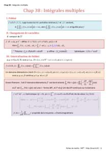 Chap 38 : Intégrales multiples  Chap 38 : Intégrales multiples I. Fubini f  C ( I  J , ), supp toutes les int. partielles relatives à f et | f | existent, Si 