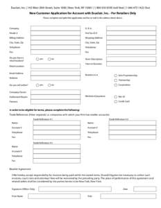 Exaclair, Inc. | 143 West 29th Street, Suite 1000 | New York, NY 10001 | toll free) | fax)  New Customer Application for Account with Exaclair, Inc. - For Retailers Only Please complete an
