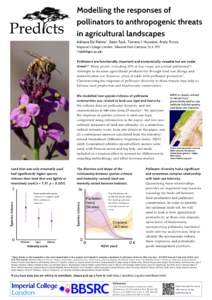 Modelling the responses of pollinators to anthropogenic threats in agricultural landscapes Adriana De Palma*, Sean Tuck, Tamera I. Husseini, Andy Purvis Imperial College London, Silwood Park Campus, SL5 7PY (*