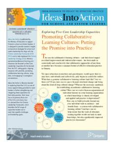 Ideas Into Action: Promoting Collaborative Learning Cultures: Putting the Promise into Practice