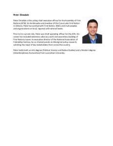 Peter Dinsdale Peter Dinsdale is the acting chief executive officer for the Assembly of First Nations (AFN). An Anishnaabe and member of the Curve Lake First Nation in Ontario, Peter has worked with First Nation, Métis 