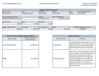 Vermilion Cliffs NM FY2012 Manager Report.xls