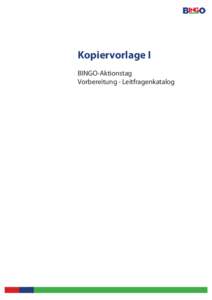 Kopiervorlage I BINGO-Aktionstag Vorbereitung - Leitfragenkatalog BINGO-Aktionstag Vorbereitung