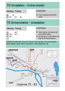 72 Umedalen - Universitetet Måndag - Fredag Anmärkningar  10A