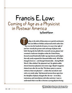 Francis E. Low :  Coming of Age as a Physicist in Postwar America by David Kaiser