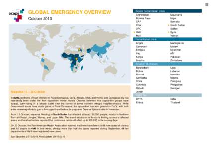 1  GLOBAL EMERGENCY OVERVIEW October[removed]Snapshot 15 – 22 October