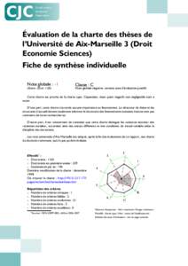 Évaluation de la charte des thèses de l’Université de Aix-Marseille 3 (Droit Economie Sciences) Fiche de synthèse individuelle Note globale : -1 (Entre -20 et +20)