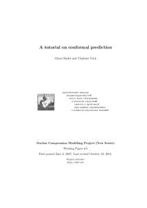 A tutorial on conformal prediction Glenn Shafer and Vladimir Vovk praktiqeskie vyvody teorii verotnoste mogut byt~ obosnovany