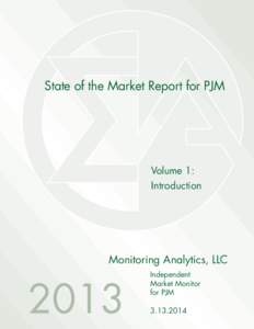 State of the Market Report for PJM  Volume 1: Introduction  Monitoring Analytics, LLC