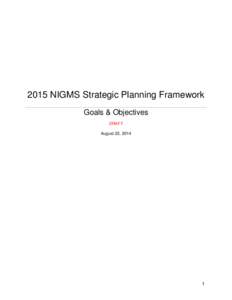 2015 NIGMS Strategic Planning Framework