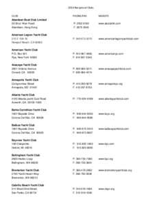 2016 Reciprocal Clubs CLUB PHONE/FAX  WEBSITE