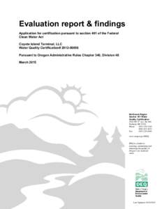 Water / Environmental soil science / Environmental engineering / Stormwater / Bioswale / Clean Water Act / United States Environmental Protection Agency / Oregon Department of Environmental Quality / Storm drain / Environment / Water pollution / Earth