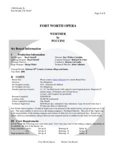 1300 Gendy St. Fort Worth, TXPage 1 of 3 FORT WORTH OPERA WERTHER
