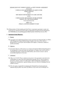 MEMORANDUM OF UNDERSTANDING and JOINT POWERS AGREEMENT between the UNITED STATES DEPARTMENT OF AGRICULTURE FOREST SERVICE and the NEW MEXICO DEPARTMENT OF GAME AND FISH