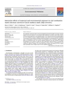 Interactive effects of maternal and environmental exposure to coal combustion wastes decrease survival of larval southern toads (Bufo terrestris)