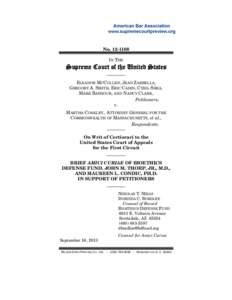 No[removed]IN THE Supreme Court of the United States ———— ELEANOR MCCULLEN, JEAN ZARRELLA,