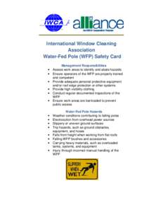 International Window Cleaning Association Water-Fed Pole (WFP) Safety Card • • •