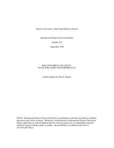 Board of Governors of the Federal Reserve System  International Finance Discussion Papers Number 623 September 1998