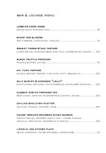 bar & lounge menu lobster corn dogs whole grain mustard aioli ........................................................... 16 short rib sliders red cabbage, cornichon, challah .............................................