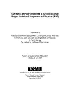 Knowledge / Human behavior / Socioeconomics / Family literacy / Adult education / James Paul Gee / Virginia Literacy Foundation / Information literacy / Reading / Literacy / Education