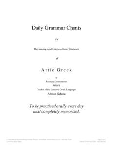 Daily Grammar Chants for Beginning and Intermediate Students of