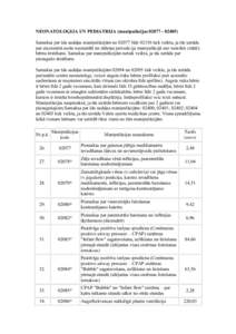 NEONATOLOĢIJA UN PEDIATRIJA (manipulācijas[removed]Samaksa par šās sadaļas manipulācijām no[removed]līdz[removed]tiek veikta, ja tās uzrāda par stacionārā esošo neonatālā un zīdaiņa perioda (ja manipu