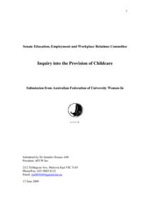 Microsoft Word - JENNYSTRAUSJUNE2009Senate Inquiry into Provision of Childcare.doc