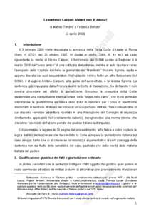 La sentenza Calipari: Volenti non fit iniuria? di Matteo Tondini* e Federica Bertolin (3 aprile 2008)