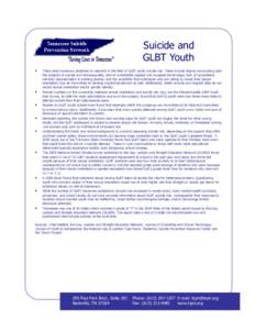 Suicide / Interpersonal relationships / Youth / Same-sex sexuality / Gay /  Lesbian and Straight Education Network / LGBT / Homosexuality / Youth suicide / Lesbian / Human sexuality / Gender / Sexual orientation