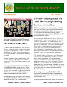 Freinds of the Towson Library - Decemeber 2010 Newsletter