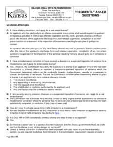 KANSAS REAL ESTATE COMMISSION Three Tow nsite Plaza 120 SE 6 th Avenue, Suite 200 Topeka, Kansas[removed]w w w .kansas.gov/krec [removed[removed]Fax: ([removed]