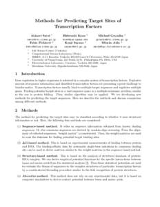 Methods for Predicting Target Sites of Transcription Factors Akinori Sarai 1