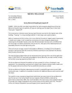 NEWS RELEASE For Immediate Release 2012HLTH0106Oct. 1, 2012  Ministry of Health