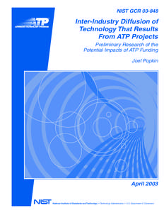 NIST GCR[removed]ADVANCED TECHNOLOGY PROGRAM Inter-Industry Diffusion of Technology That Results