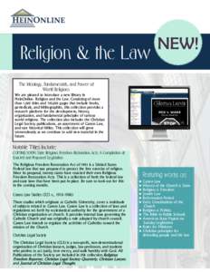 Religion & the Law  NEW! The Ideology, Fundamentals, and Power of World Religions