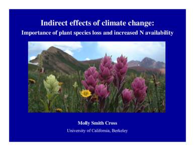 Combined Effects of Plant Species Loss and Increased Nitrogen Availability on Ecosystem Processes in Montane Meadows