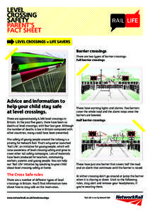 LEVEL CROSSING SAFETY PARENT’S FACT SHEET Level Crossings = LIFE SAVERS