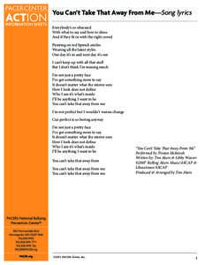 .  You Can’t Take That Away From Me—Song lyrics Everybody’s so obsessed With what to say and how to dress And if they fit in with the right crowd