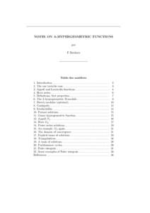 NOTES ON A-HYPERGEOMETRIC FUNCTIONS par F.Beukers Table des mati` eres