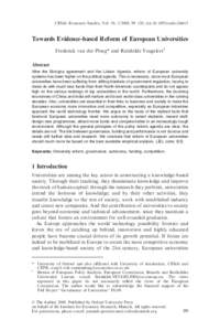 CESifo Economic Studies, Vol. 54, 2/2008, 99–120, doi:[removed]cesifo/ifn015  Towards Evidence-based Reform of European Universities Frederick van der Ploeg* and Reinhilde Veugelersy Abstract After the Bologna agreement
