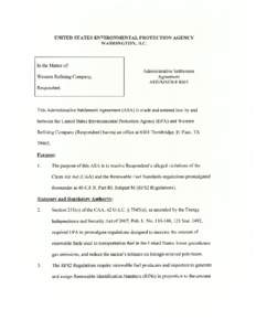 Western Refining Company Administrative Settlement