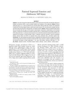 Parental Expressed Emotion and Adolescent Self-Injury MICHELLE M. WEDIG, B.S.,