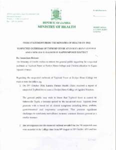 Waterborne diseases / Microbiology / Neglected diseases / Pandemics / Typhoid fever / Kapiri Mposhi / Central Province /  Zambia / Cholera / Medicine / Health / Districts of Zambia