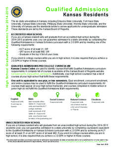 QA2014-2015_Kansas Board of Regents_Qualified Admissions QuickFacts_April2014