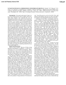 Lunar and Planetary Science XXXIpdf LUNAR CRATER RAYS: COMPOSITIONS AND MODES OF ORIGIN B.R. Hawke 1, D.T. Blewett 1, P.G. Lucey1, C.A. Peterson1, J.F. Bell III2, B.A. Campbell3, and M.S. Robinson 4, 1Planetary Ge