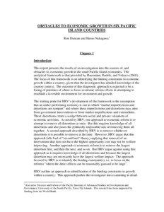 OBSTACLES TO ECONOMIC GROWTH IN SIX PACIFIC ISLAND COUNTRIES