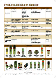 Produktguide Boston skopleje MATERIALE RENGØRING  PUDSNING/REPARATION